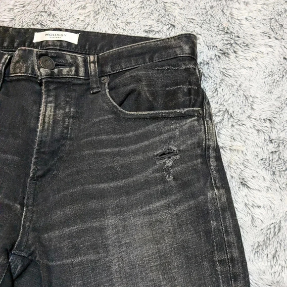 Moussy Vintage Black Jeans Lenwood Distressed Mid Rise Cropped Denim size 26 - Picture 9 of 13